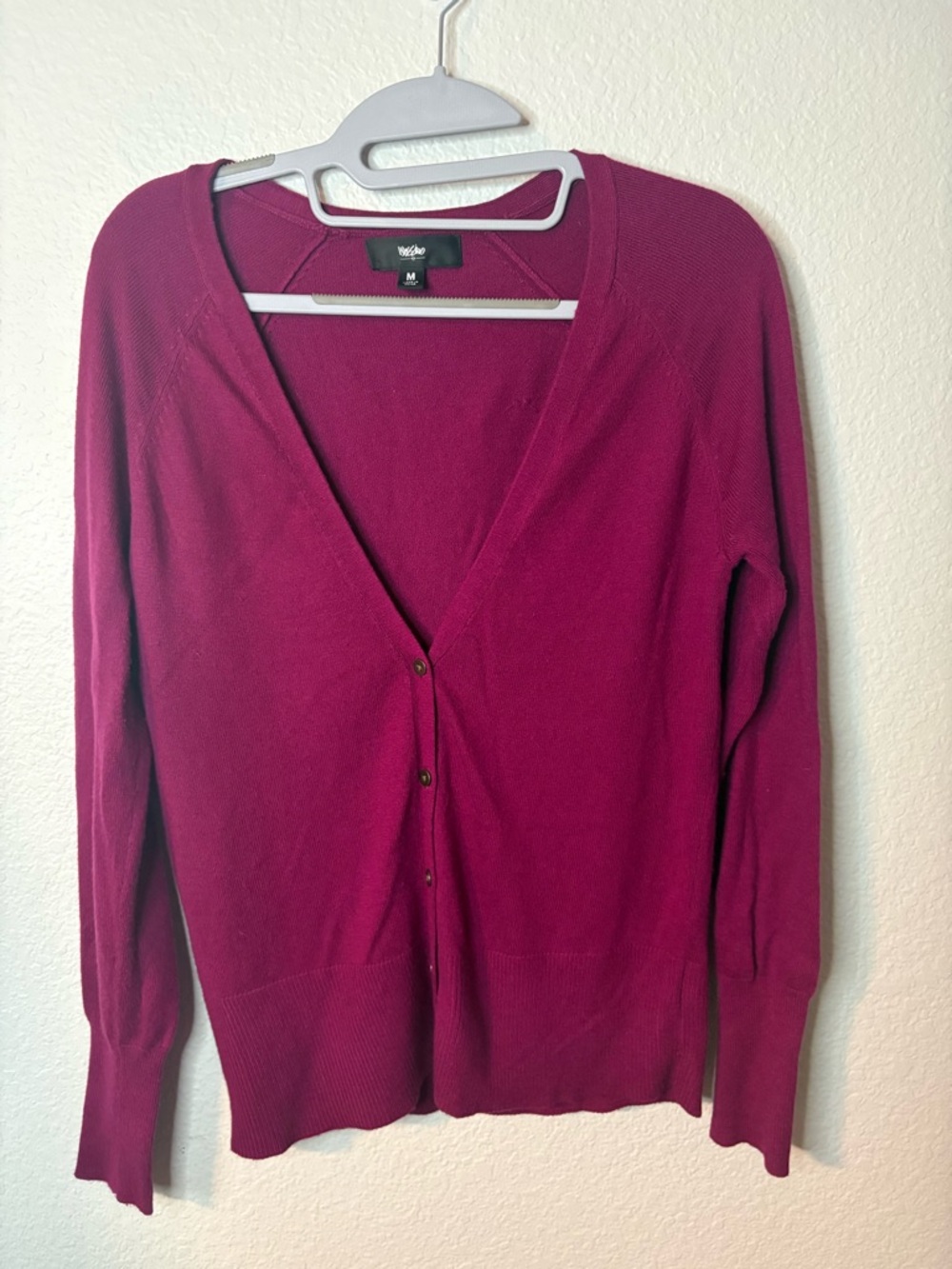 Mossimo Supply Co. Raspberry Button V-Neck Cardigan